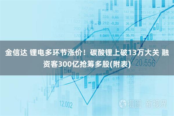 金信达 锂电多环节涨价！碳酸锂上破13万大关 融资客300亿抢筹多股(附表)