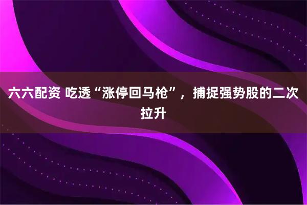 六六配资 吃透“涨停回马枪”，捕捉强势股的二次拉升